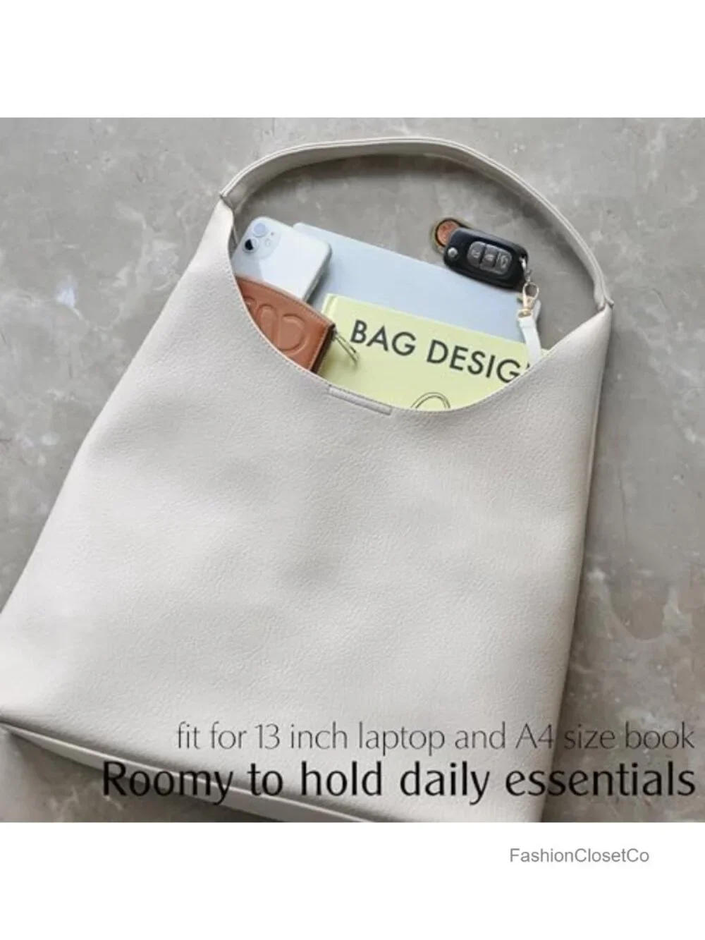 Soft Vegan Leather Slouchy Hobo Shoulder Bag Tote Purse